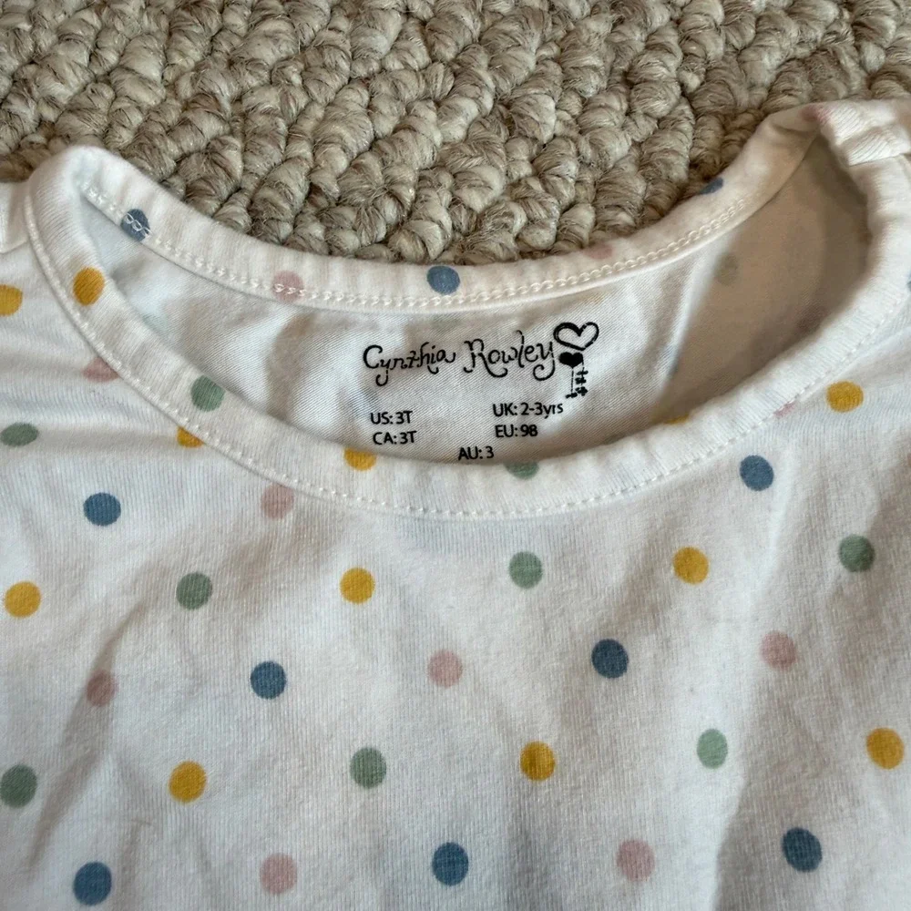 Cynthia Rowley Girls Size 3T Polka Dot Tunic and Striped Leggings Set Blue White